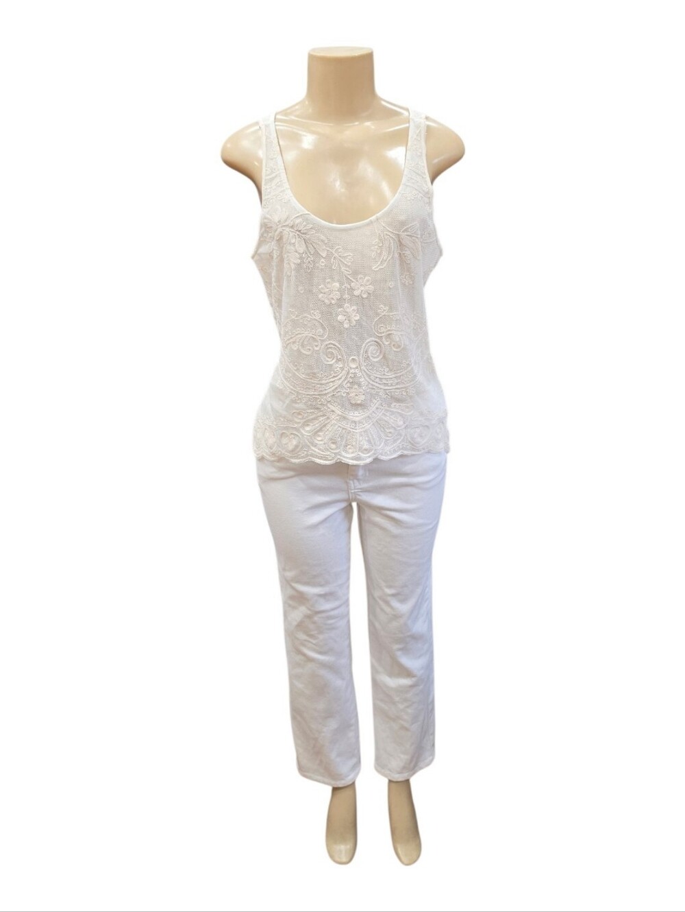 Lauren Ralph Lauren Ivory crocheted sleeveless top size 2P